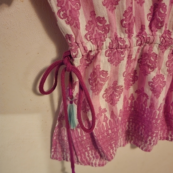 Vineyard Vines Cotton Cover Up Size S Cinched Waist Tassles - Picture 4 of 9